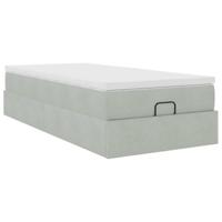Ottoman bed met matras 90x200cm fluweel lichtgrijs - thumbnail