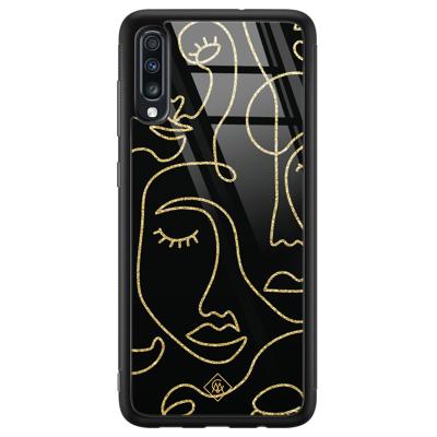 Samsung Galaxy A50 glazen hardcase - Abstract faces