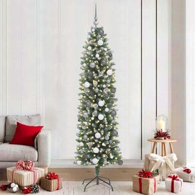 Kunstmatige slanke kerstboom Groen 210 cm PVC en Plastic en PVC