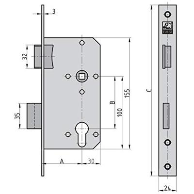Basi 9250-5521 Insteekkamerdeurslot Zilver