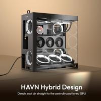 HAVN HAVN HS 420 VGPU PC-Gehäuse, Midi-Tower, E-ATX, Tempered Glass, PCIe 5.0 Riser Midi-tower Behuizing, Gaming-behuizing, PC-behuizing Zwart - thumbnail