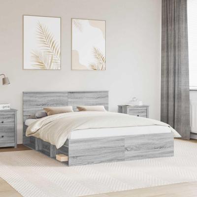 Bedframe Grijs Sonoma 160 x 200 cm Massief grenenhout