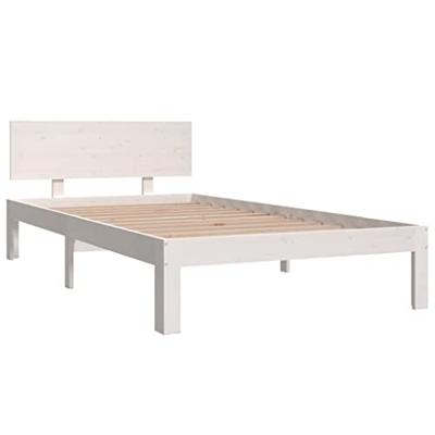 Bedframe massief grenenhout wit 100x200 cm