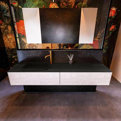 Badkamermeubelset Mondiaz Erin 200 cm met 2 Lades met RIDGE Wastafel Links Urban met 1 kraangat Greeploos Mat Underlayment