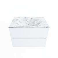 MONDIAZ VICA-DLUX 70cm badmeubel onderkast Talc 2 lades. Inbouw wastafel CLOUD midden 1 kraangat, kleur Glace. - thumbnail