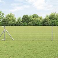VidaXL Hek met paal zilver 0,6 x 10 m staal en pvc - thumbnail