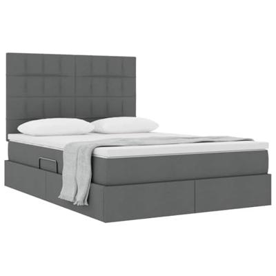 Opslag bed met matras Donkergrijs 140 x 190 cm Nep Leer