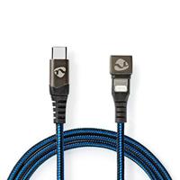 Nedis USB-kabel - Apple Lightning 8-Pin - USB Type-C ™ stekker - Vernikkeld - 1,00 m - rond - gevlochten/nylon - Zwart/Blauw - Verpakking met kijkvenster - thumbnail
