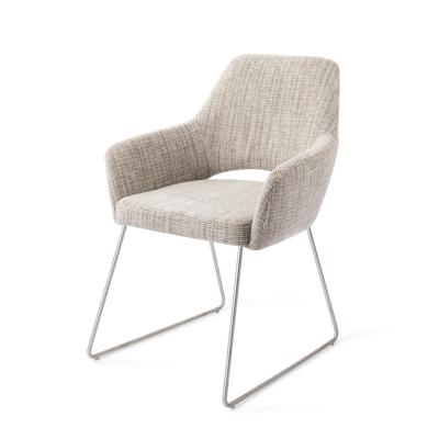 Jesper Home Yanai eetkamerstoel Caramel Grid slide steel