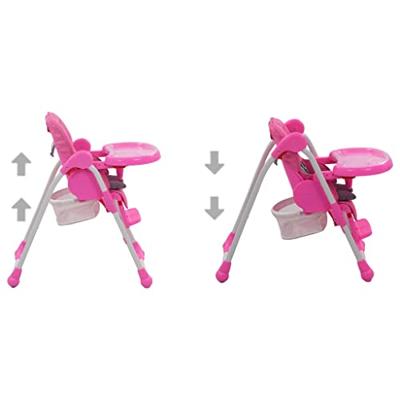 Kinderstoel hoog roze en grijs - thumbnail