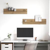 Wandplank 2 pcs Artisan Eiken 80 x 11,5 x 18 cm Bewerkt hout - thumbnail