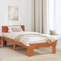 Bedframe met hoofdeinde Wasbruin 75 x 190 cm Massief grenenhout - thumbnail