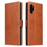 Voor Galaxy Note10 + dermis textuur PU + TPU horizontale Flip lederen draagtas met houder & kaartsleuven & portemonnee (bruin) - thumbnail
