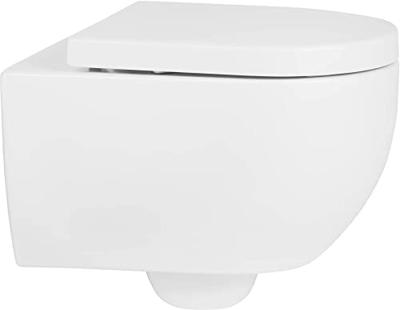 Saqu Home randloos hangtoilet met PowerFlush en quickrelease toiletbril mat wit