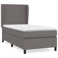 Boxspring met matras kunstleer grijs 90x200 cm - thumbnail