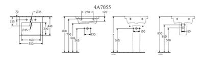 Wastafel Villeroy & Boch Subway 3.0 Met CeramicPlus 1 Kraangat Met Overloop 55x44x16.5 cm Stone White