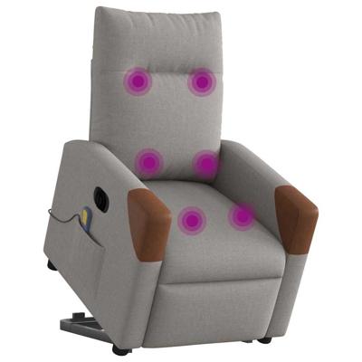 Sta-op-massagestoel elektrisch verstelbaar stof taupe - thumbnail