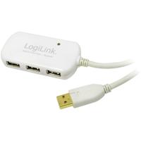 LogiLink UA0108 USB-kabel USB 2.0 USB-A stekker, USB-A bus 12.00 m Wit Vergulde steekcontacten, UL gecertificeerd - thumbnail