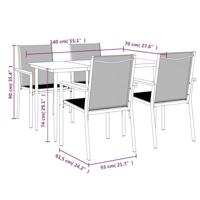 5-delige Tuinset textileen en staal zwart - thumbnail