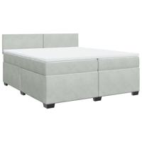 Boxspring met matras fluweel lichtgrijs 200x200 cm - thumbnail
