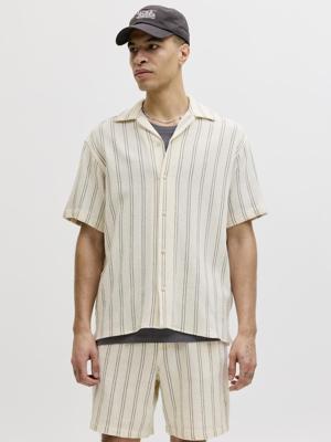 Jack & Jones Jorcoba Stripe Resort Shirt Ss Sn Overhemd 4952439 Antique White Stripes
