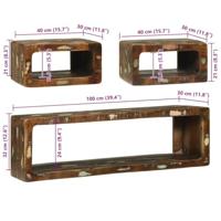 Tv-meubelset met plank 3 pcs Multikleur Massief gerecycled hout - thumbnail