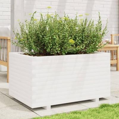 Plantenbak 90x60x49,5 cm massief grenenhout wit Plantenbak 90x60x49,5 cm massief grenenhout wit