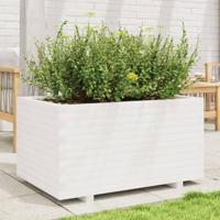 Plantenbak 90x60x49,5 cm massief grenenhout wit - thumbnail