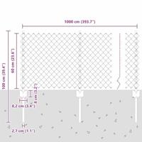 VidaXL Hek met paal zilver 0,6 x 10 m staal - thumbnail