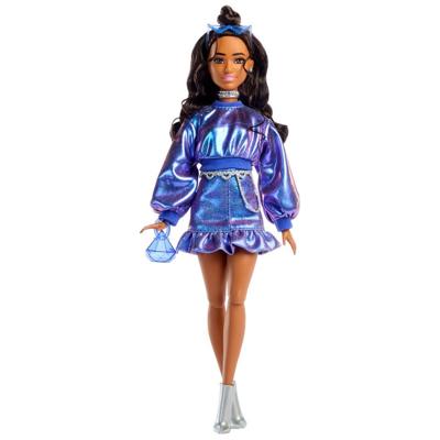 Barbie - Deluxe Style Pop - Metallic Blauwe Top en Rok - Brunette - Barbie - JFP42