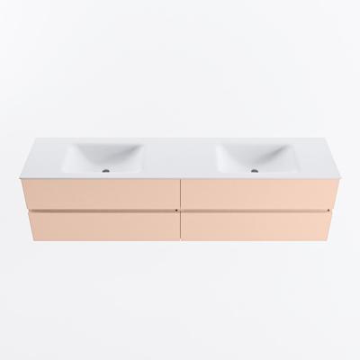MONDIAZ VICA 190cm badmeubel onderkast Rosee 4 lades. Wastafel CLOUD dubbel zonder kraangat, kleur Talc.