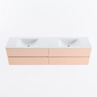 MONDIAZ VICA 190cm badmeubel onderkast Rosee 4 lades. Wastafel CLOUD dubbel zonder kraangat, kleur Talc. - thumbnail