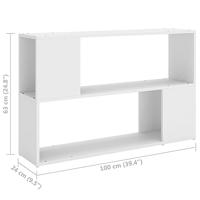 Boekenkast 100x24x63 cm spaanplaat wit - thumbnail