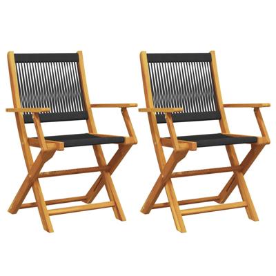 Tuinstoelen 4 st inklapbaar massief acaciahout zwart - thumbnail