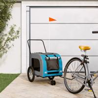 VidaXL Hondenfietstrailer oxford stof en ijzer blauw en grijs - thumbnail