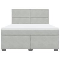 Boxspring met matras fluweel lichtgrijs 180x200 cm - thumbnail