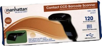 Manhattan 401517 USB-Kit Barcodescanner Kabel 1D Zwart Handmatig USB