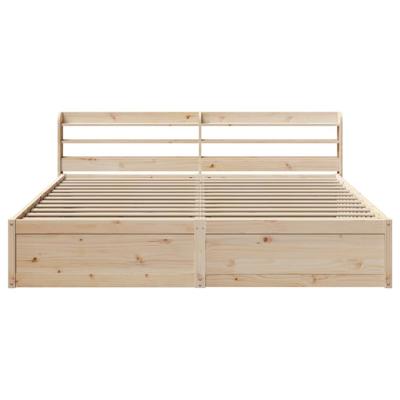 Bedframe met hoofdbord massief grenenhout 200x200 cm - thumbnail