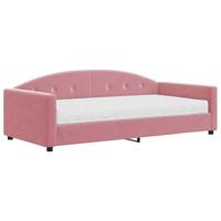 Slaapbank met matras 100x200 cm fluweel roze - thumbnail