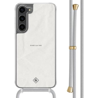 Samsung Galaxy S23 Plus hoesje met grijs koord - Vive la vie