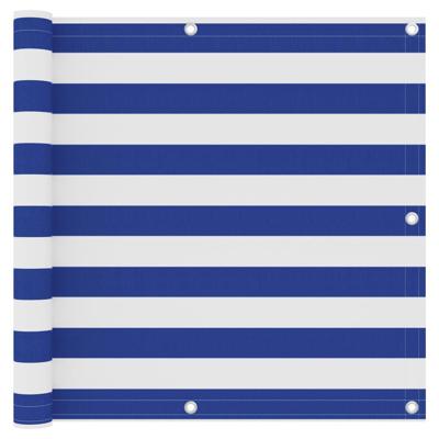 Balkonscherm 90x500 cm oxford stof wit en blauw