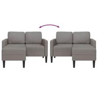 2-zitsbank met ligstoel L-vormig taupe 125 cm stof - thumbnail