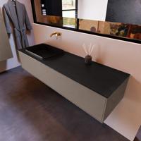 Badkamermeubelset Mondiaz Erin 150 cm met 1 Lade met RIDGE Wastafel Links Urban Zonder Kraangaten Greeploos Mat Smoke - thumbnail