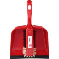 Stoffer en blik kunststof 22cm rood - thumbnail