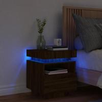 Nachtkastje met LED-verlichting 40x39x48,5 cm bruin eikenkleur - thumbnail