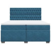 Boxspring met matras fluweel blauw 200x200 cm - thumbnail
