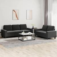 2-delige Loungeset stof zwart - thumbnail