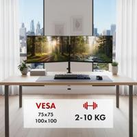 Bevestiging voor 2 Maclean monitoren, gasveer, 17"-32", 2-10kg, zwart, MC-136 - thumbnail