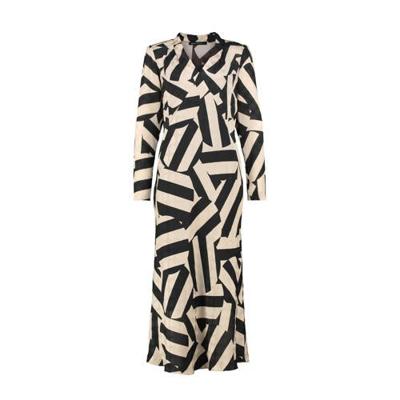 Expresso maxi jurk Babette met all over print beige/zwart Expresso maxi jurk Babette met all over print beige/zwart