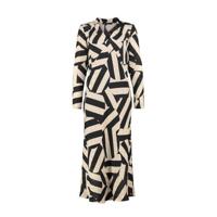 Expresso maxi jurk Babette met all over print beige/zwart - thumbnail